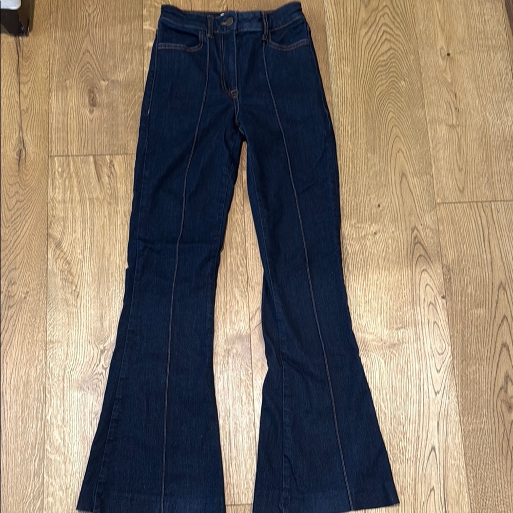 Reiss High Rise Elsie Flare Jeans Dark blue wash